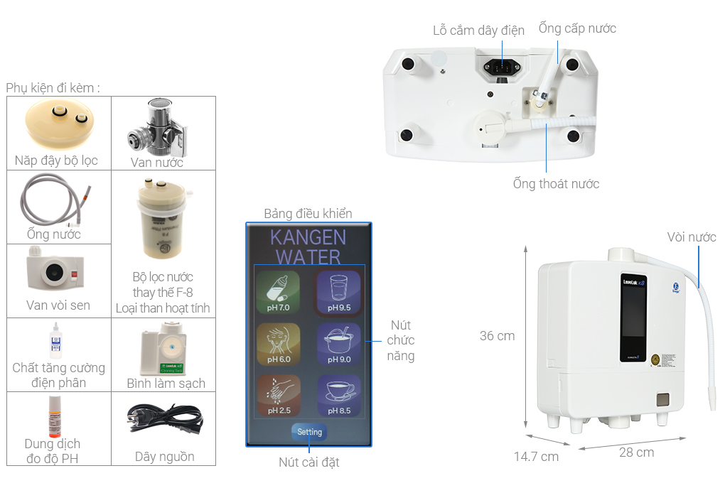MÁY ION KIỀM KANGEN LEVELUK K8 – 8 TẤM ĐIỆN CỰC &#8211; 10 NGÔN NGỮ